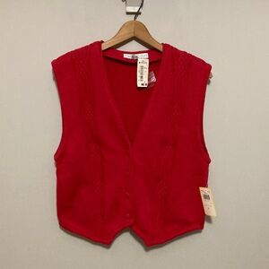 NWT Vintage Evan Picone Red Sweater Vest, Women’s Size Large Style, Cotton